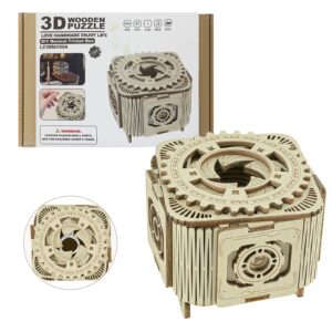 3D Wooden Puzzles Music Box for Adults, Mechanical Jewelry Storage Box, Wooden Ring Box Model Kits, Unique Gifts for Birthday, Anniversary, Mother's Day, Wedding