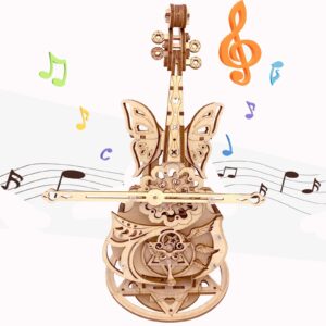 3D Puzzle Wooden Model Kits for Adults - DIY Cello Music Box Mechanical Jigsaw Puzzles Construction Craft Kits for Adult Age 14+ Years Old