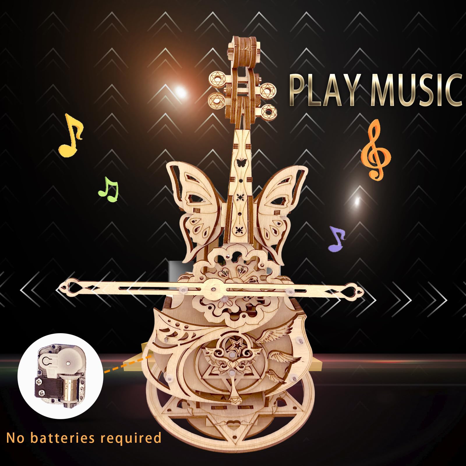3D Puzzle Wooden Model Kits for Adults - DIY Cello Music Box Mechanical Jigsaw Puzzles Construction Craft Kits for Adult Age 14+ Years Old - Image 4