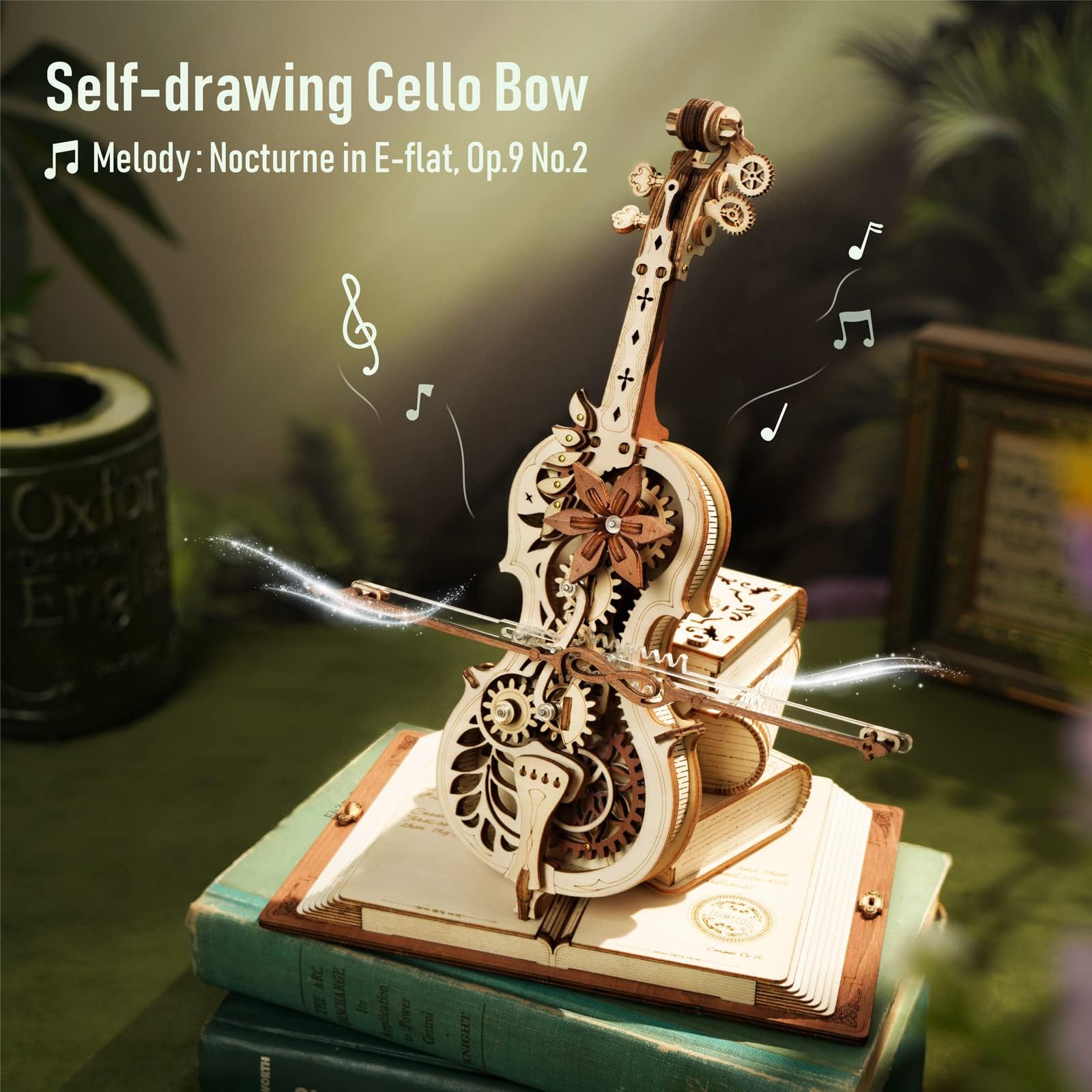 3D Puzzles for Adults 1:5 Scale Cello Model Kit with Base 199pcs Wooden Music Box Building Kit Desk Gift for Men Women Hobby for Adults - Image 3