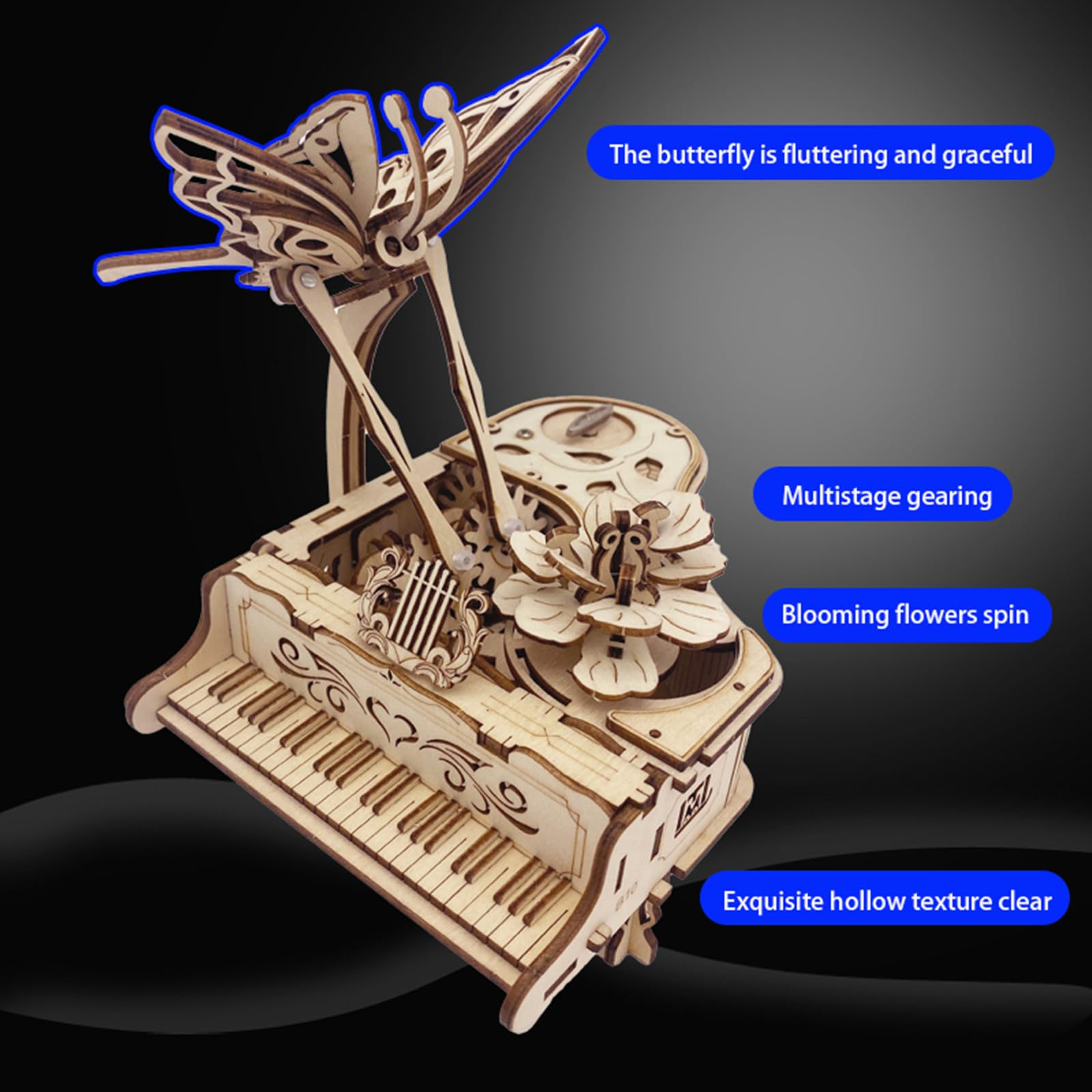 3D Puzzle for Adults - Cool Piano Music Box DIY Craf Kit for Adults to Build Model Kits Wood Mechanical Building Puzzle for Age 14+Years Old - Image 4