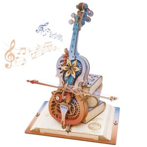 3D Puzzles for Adults, Wooden Music Boxes-Cello, Model Kits for Adults, DIY Building Sets, Birthday Gifts Hobbies for Women Men