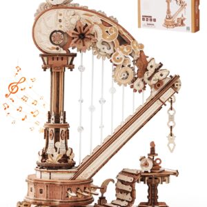 3D Wooden Puzzles for Adults - Magic Harp Music Box, Mechanical Model Kit Self-Playing Musical Instrument, DIY Craft Kits, Home Decor & Birthday Gifts, Hobbies for Men Women