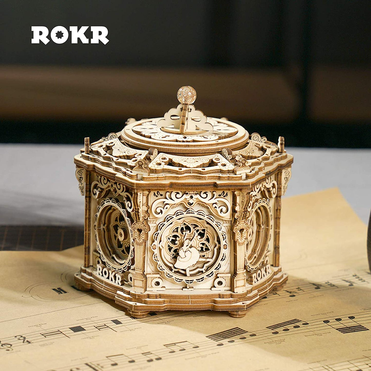 3D Wooden Puzzles for Adults Mechanical Music Box-Starr - Image 4