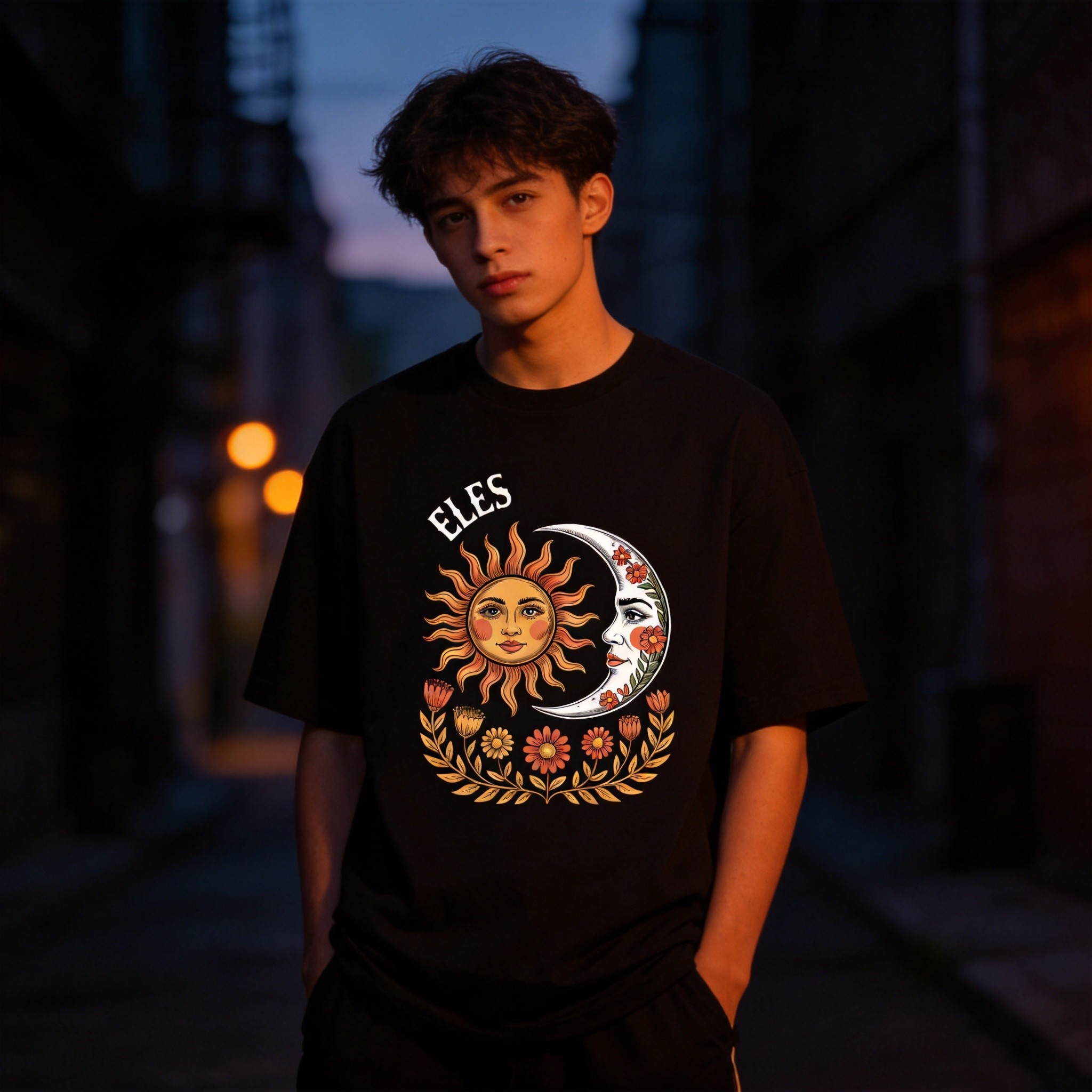 SOLSTICE Tribal Skull Tee - Black Model
