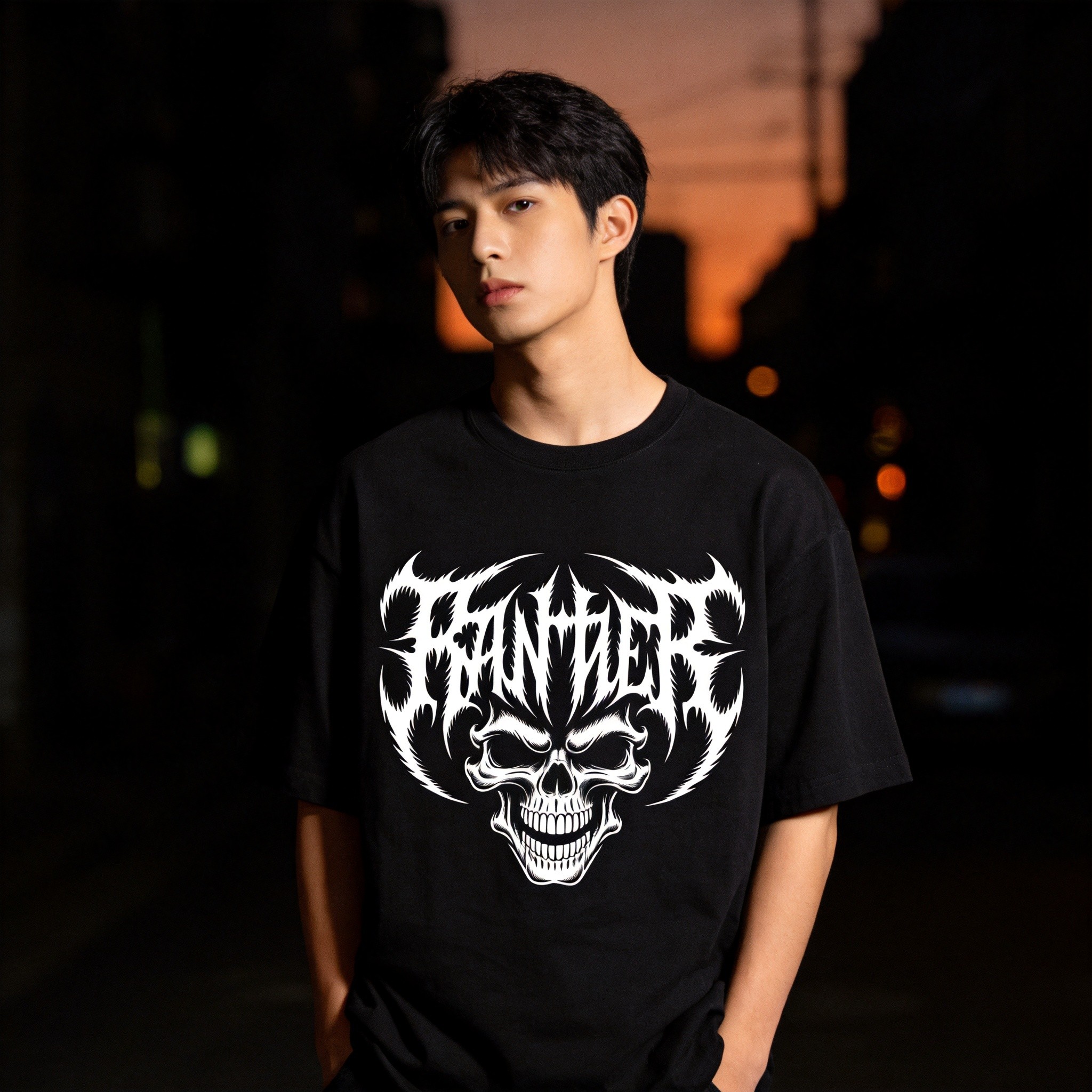 INFERNO Tribal Skull Tee - Black Model