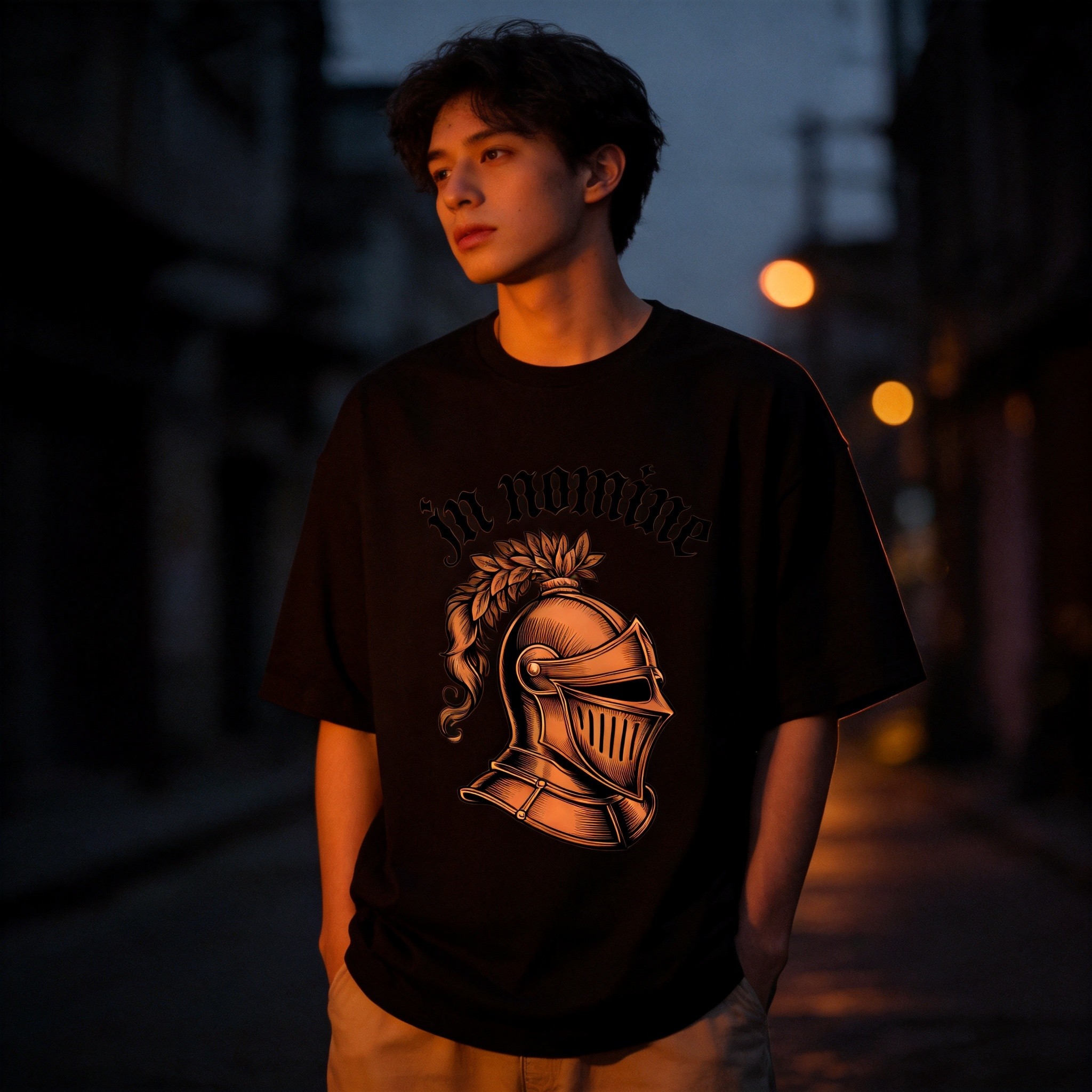 IN NOMINE Tribal Skull Tee - Black Model