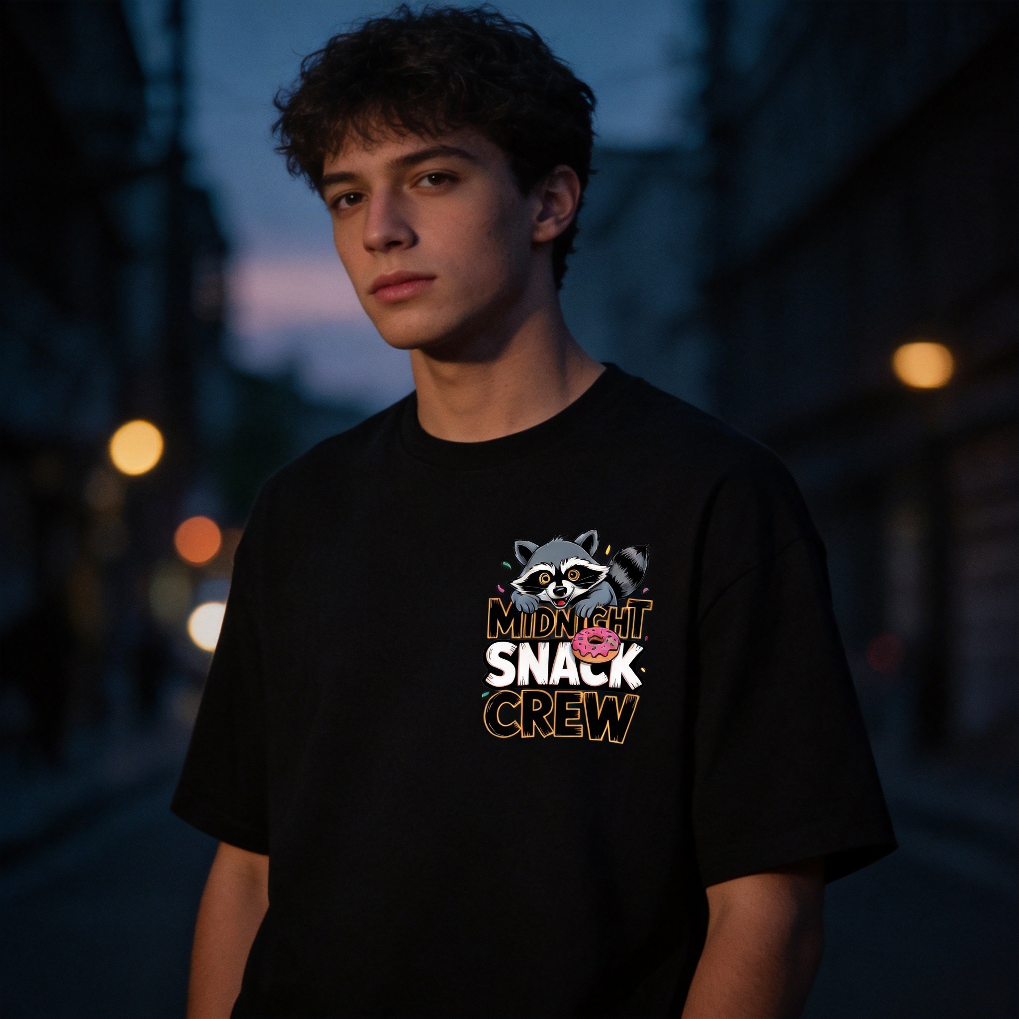 MIDNIGHT SNACK Tribal Skull Tee - Black Model