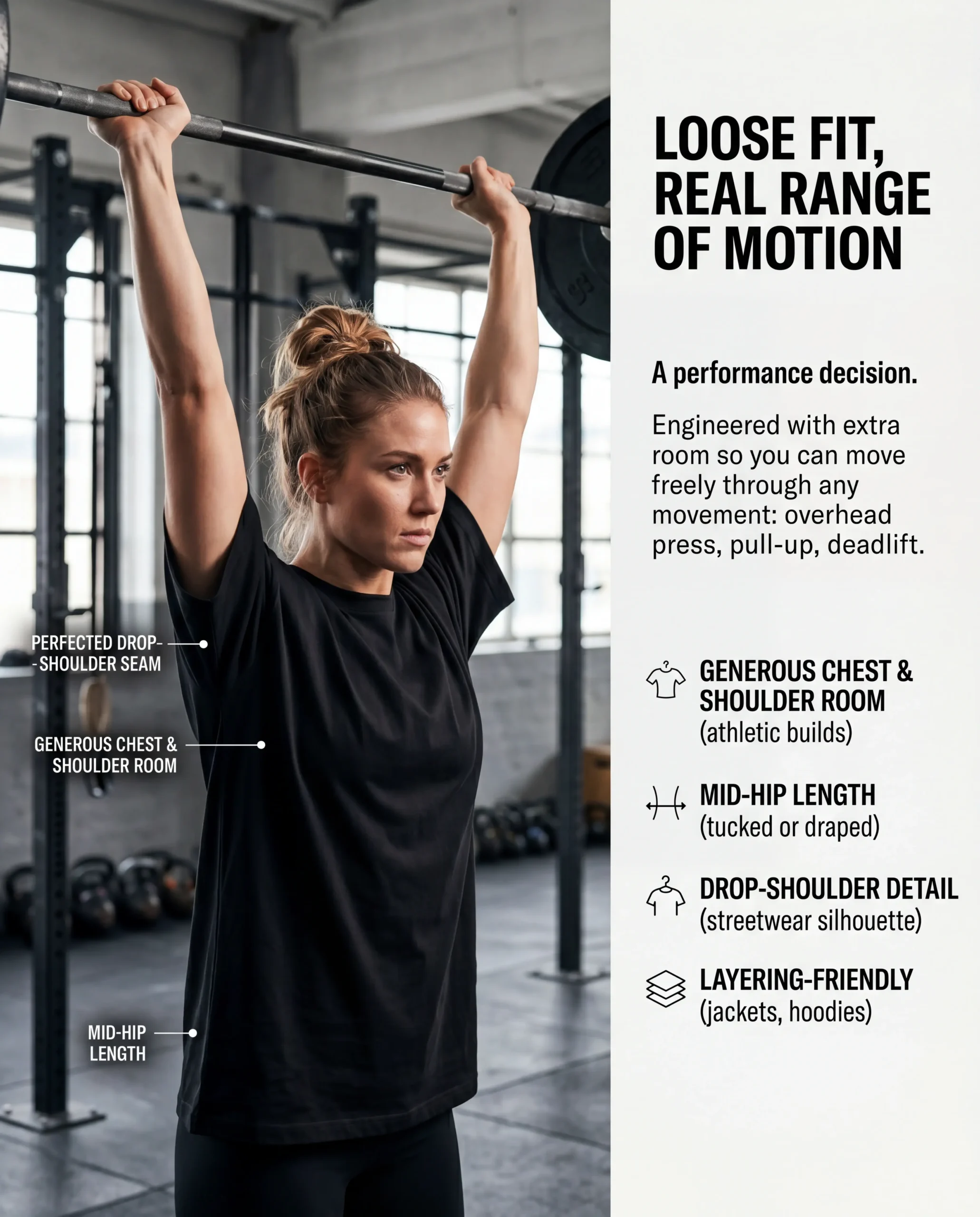 Loose Fit, Real Range of Motion