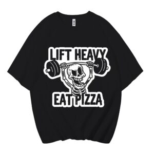 LIFT HEAVY EAT PIZZA Skull Graphic Tee