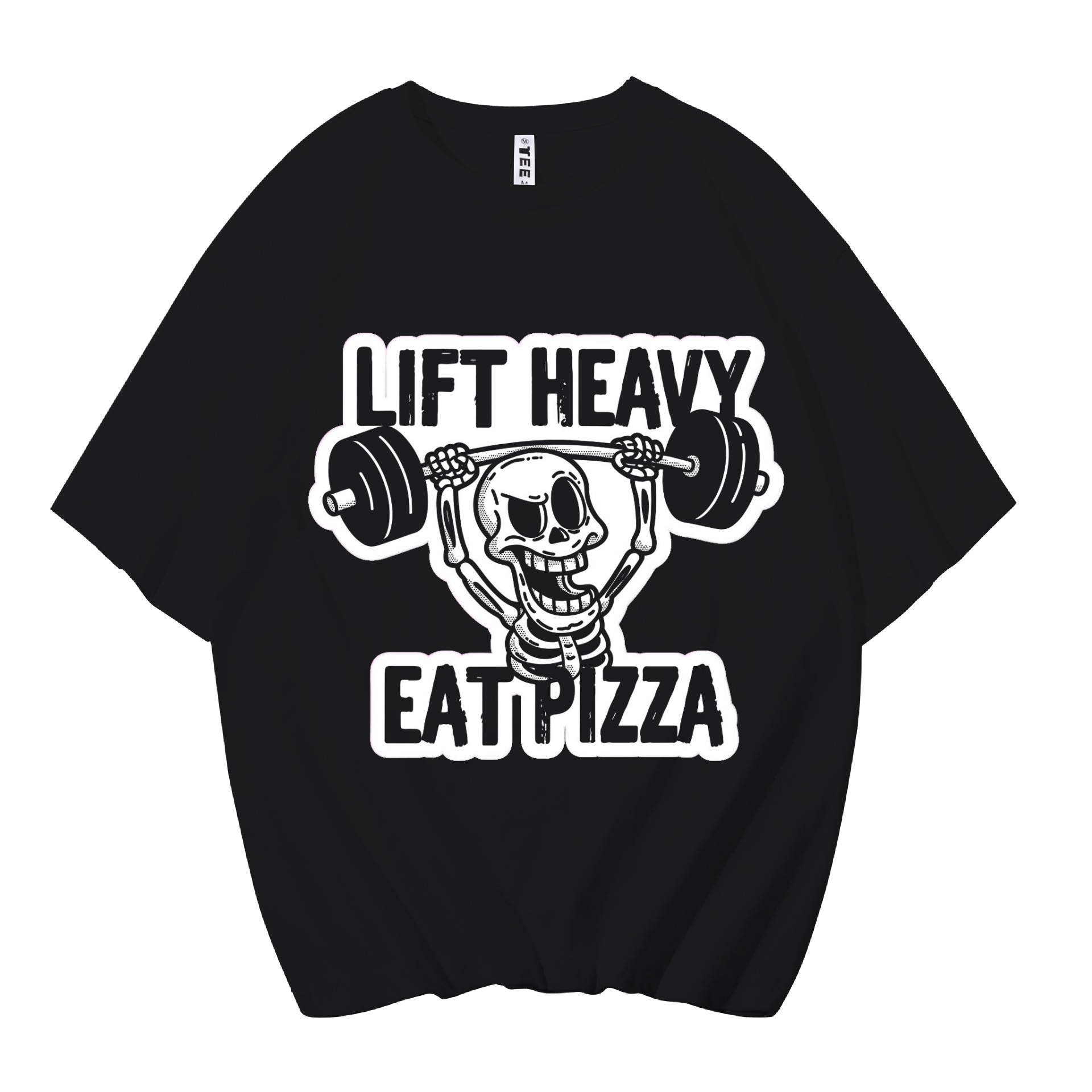 LIFT HEAVY EAT PIZZA Skull Graphic Tee