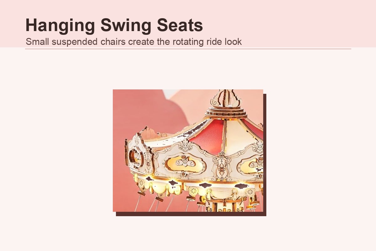 Hanging swing seats detail for LED rotating swing music box kit