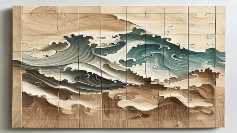 DIY Ocean Waves Wooden Puzzle That Doubles as Wall Art