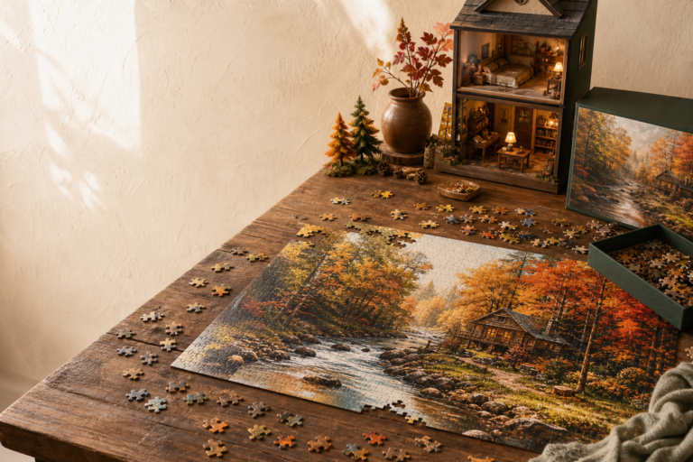 How the Autumn Forest River 1000‑Piece Wooden Jigsaw Puzzle Recreates a Handcrafted Dollhouse Experience