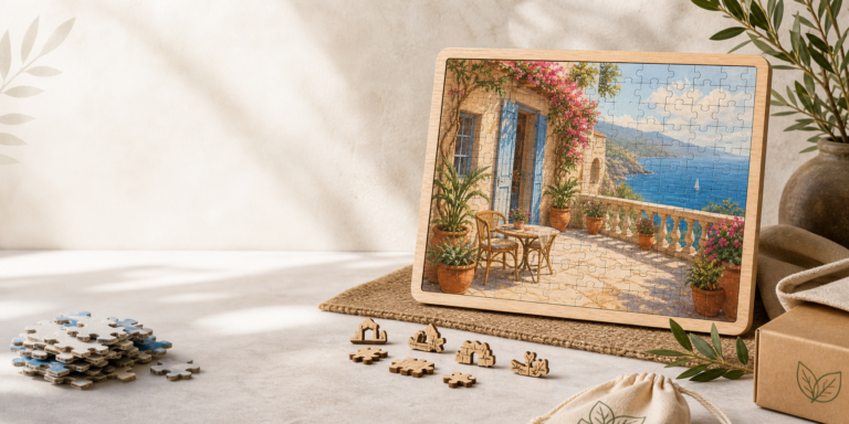 Mediterranean Balcony Wooden Jigsaw Puzzle: How It Compares to Paper Puzzles, Eco-Friendly Features & Display Tips