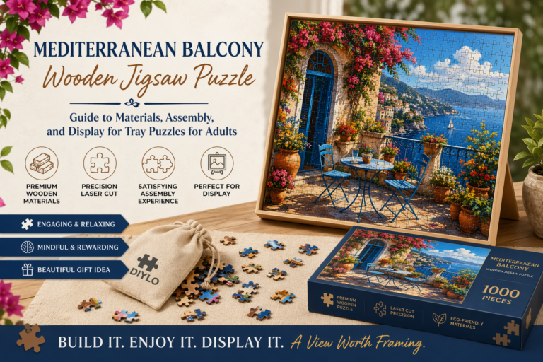 Mediterranean Balcony Wooden Jigsaw Puzzle: Guide to Materials, Assembly, and Display for Tray Puzzles for Adults
