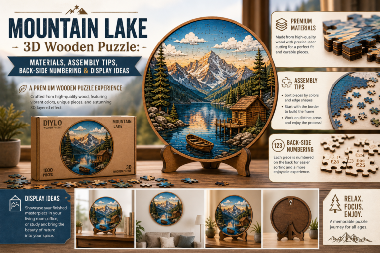 Mountain Lake 3D Wooden Puzzle: Materials, Assembly Tips, Back-Side Numbering & Display Ideas